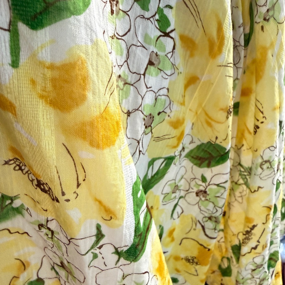 Y2K Watercolor Floral Garden Girl Dress 10 Yellow Cotton Lined Summer Wedding - Picture 7 of 9